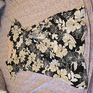 Robbie Bee Short Sleeve Floral Print Sheath Dress Black Size L